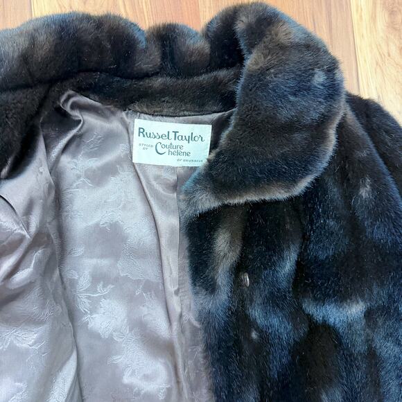 50s ASO Mrs Maisel Faux Fur Long Vintage USA Coat MED LG Quiet Luxury Old Money - Picture 7 of 13